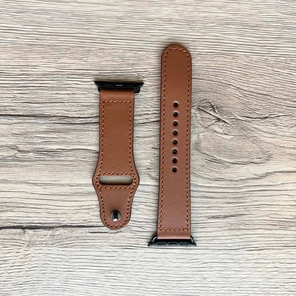NEW Brown Genuine Leather For Apple Watch - Picture 2 of 8